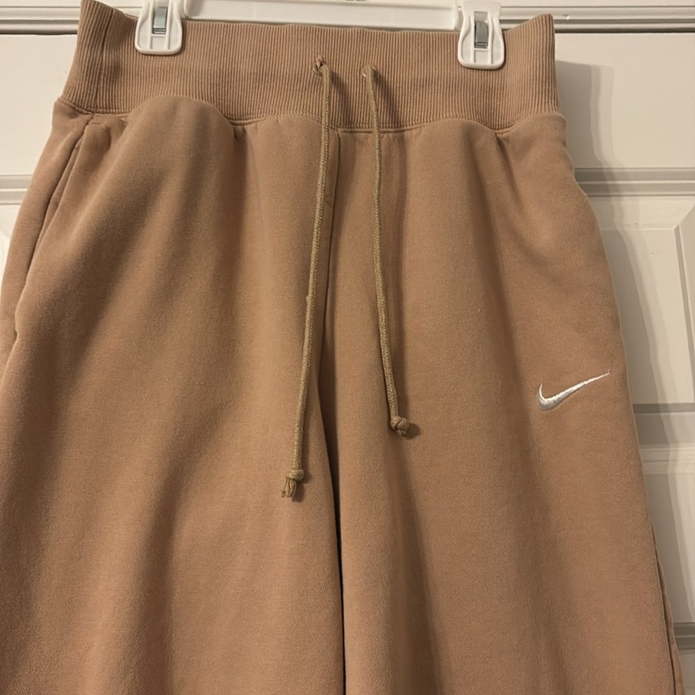 Nike Women's Tan Track Joggers with White Swoosh